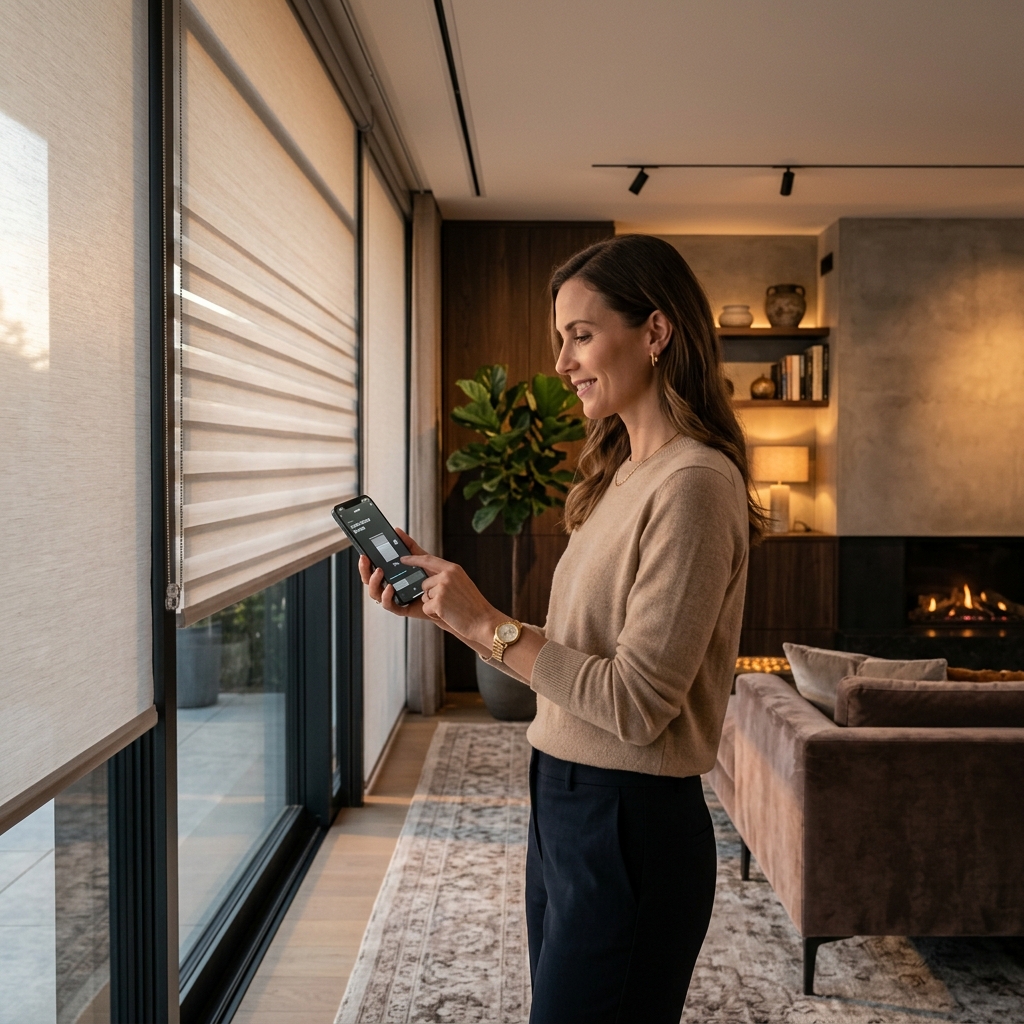 Smart motorized blinds controlled by smartphone